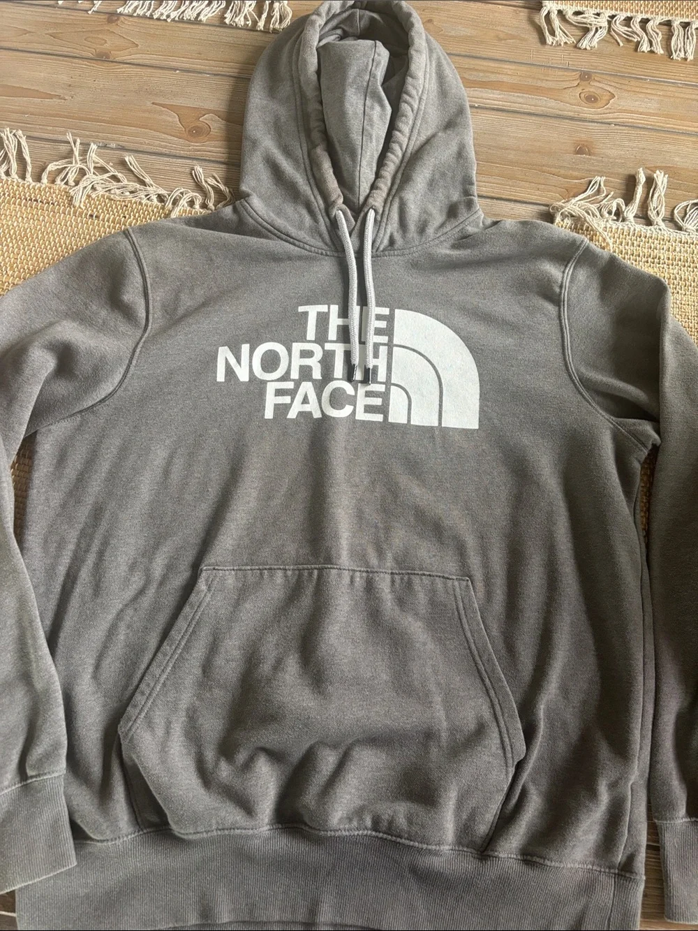 The North Face Gray Pullover Hoodie with White Logo